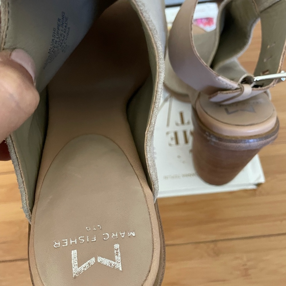 Marc Fisher Ml Vashi Ankle Strap Block Heels Taupe - image 7